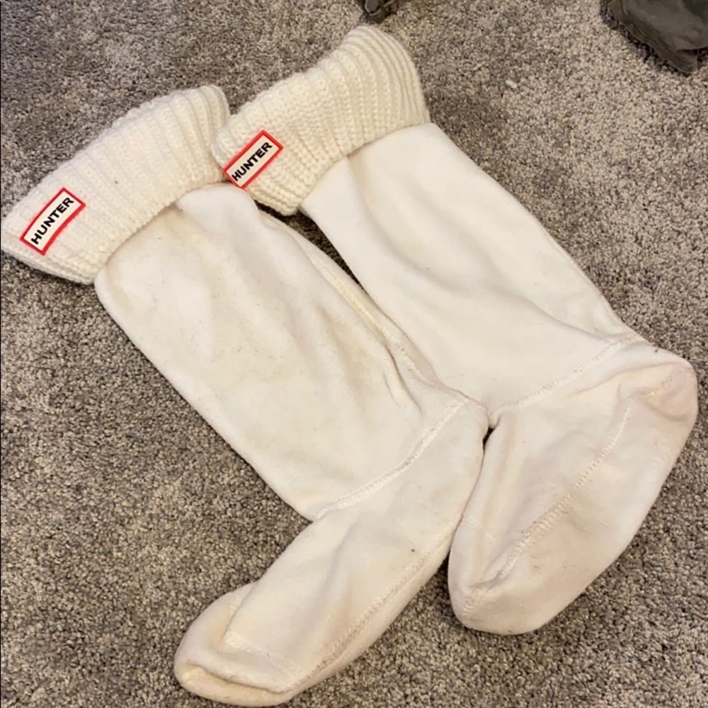 White hunter tall boot socks